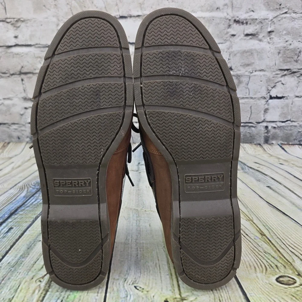 Sperry Top-Sider Leeward 2-Eye Boat Shoes Mens 10.5M Brown Leather Loafers Deck